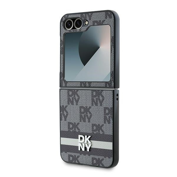 DKNY Checkered Pattern Printed Stripes case for Samsung Galaxy Z Flip 6 - black