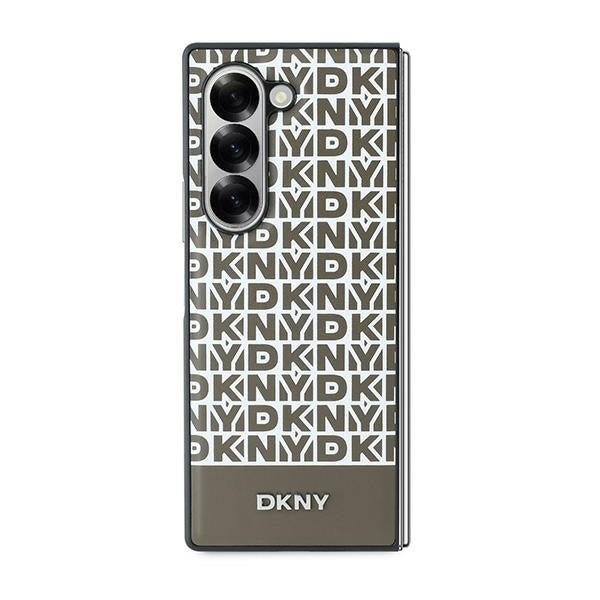 DKNY Repeat Pattern Bottom Stripe Case for Samsung Galaxy Z Fold 6 - Brown