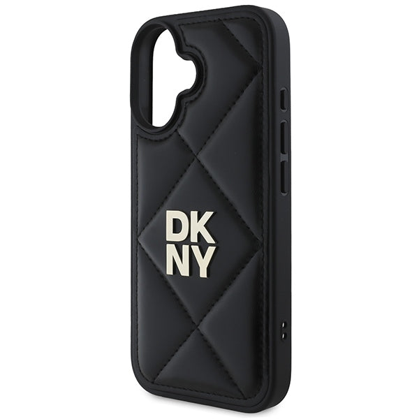 DKNY Quilted Stack Logo iPhone 16 Case - Black