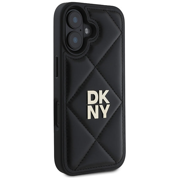 DKNY Quilted Stack Logo iPhone 16 Case - Black