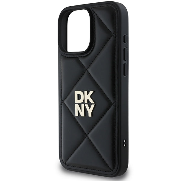 DKNY Quilted Stack Logo iPhone 16 Pro Max Case - Black