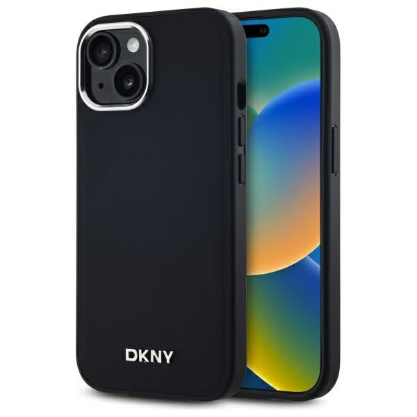 DKNY Plain Logo MagSafe iPhone 15 Plus Case - Black