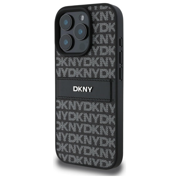 DKNY Texture Pattern Tonal Stripe iPhone 16 Pro Case - Black