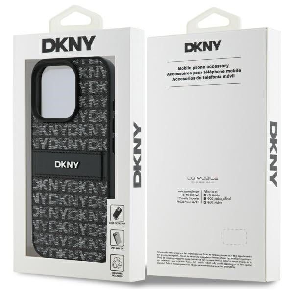 DKNY Texture Pattern Tonal Stripe iPhone 16 Pro Case - Black