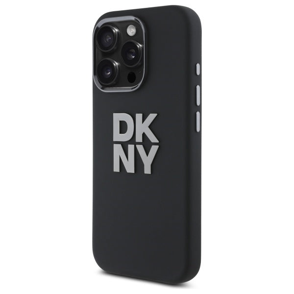 DKNY Liquid Silicone Metal Logo iPhone 16 Pro Case - Black