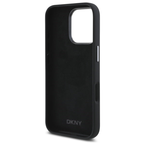 DKNY Liquid Silicone Metal Logo iPhone 16 Pro Case - Black