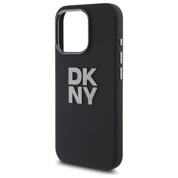 DKNY Liquid Silicone Metal Logo iPhone 16 Pro Case - Black