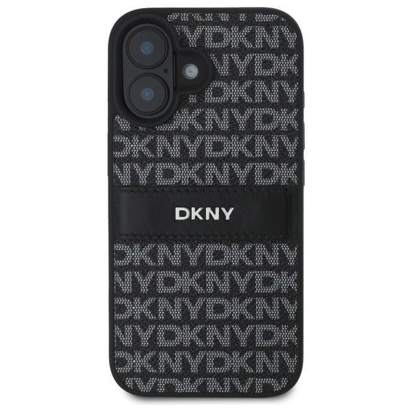 DKNY Texture Pattern Tonal Stripe iPhone 16 Case - Black