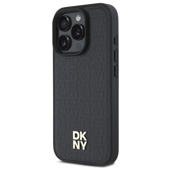DKNY Repeat Pattern Stack Logo MagSafe iPhone 16 Pro Case - Black