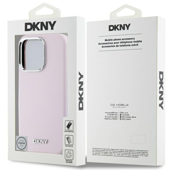DKNY Liquid Silicone Small Metal Logo MagSafe iPhone 16 Pro Case - Pink