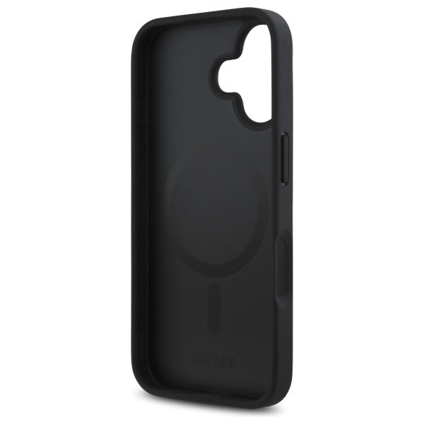 DKNY Repeat Pattern Stack Logo MagSafe iPhone 16 Case - Black
