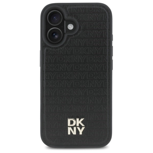 DKNY Repeat Pattern Stack Logo MagSafe iPhone 16 Case - Black