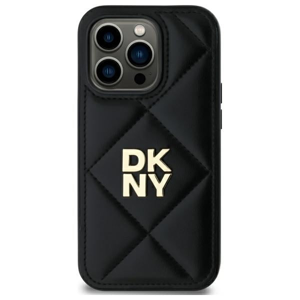 DKNY Quilted Stack Logo iPhone 14 Pro Case - Black