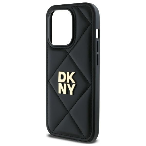 DKNY Quilted Stack Logo iPhone 14 Pro Case - Black