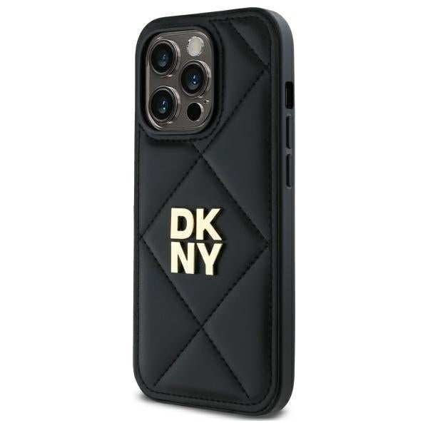DKNY Quilted Stack Logo iPhone 14 Pro Case - Black