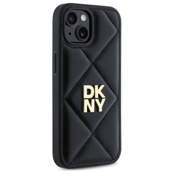 DKNY Quilted Stack Logo iPhone 14 Case - Black