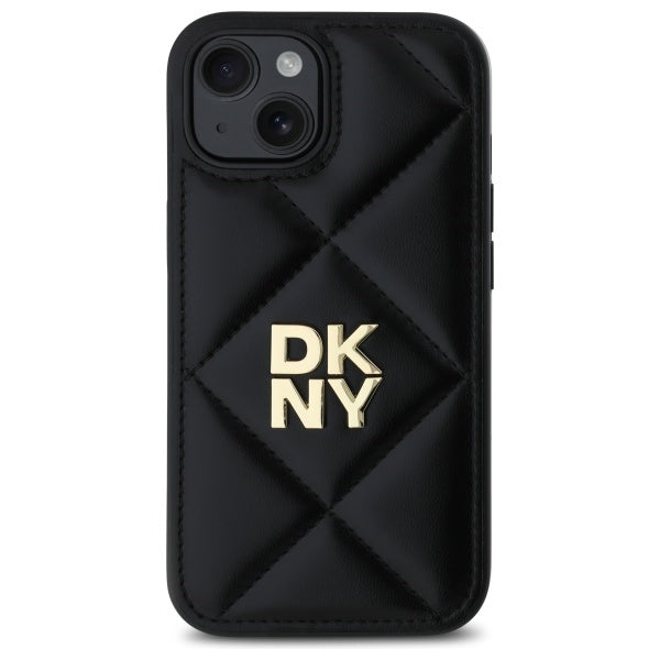 DKNY Quilted Stack Logo iPhone 14 Case - Black