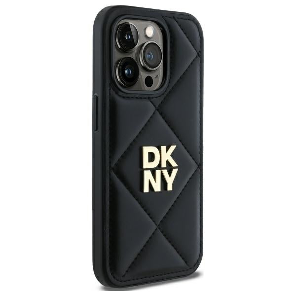 DKNY Quilted Stack Logo iPhone 14 Pro Max Case - Black