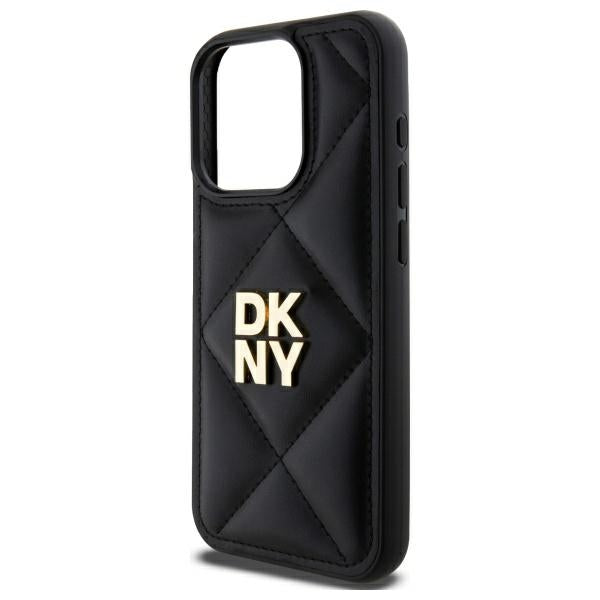 DKNY Quilted Stack Logo iPhone 15 Pro Case - Black