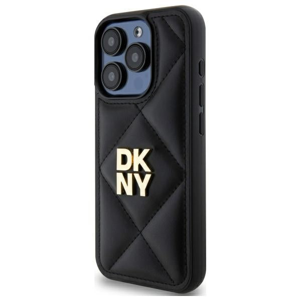 DKNY Quilted Stack Logo iPhone 15 Pro Case - Black