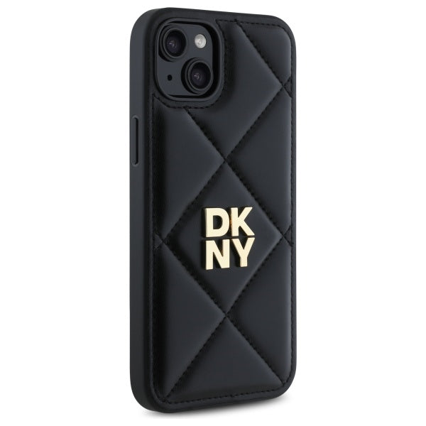DKNY Quilted Stack Logo iPhone 15 Plus Case - Black
