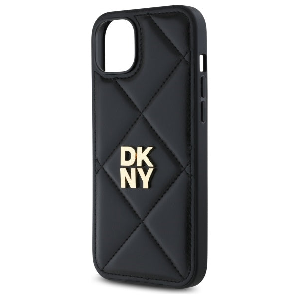 DKNY Quilted Stack Logo iPhone 15 Plus Case - Black