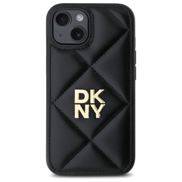 DKNY Quilted Stack Logo iPhone 15 Case - Black
