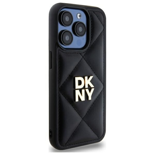 DKNY Quilted Stack Logo iPhone 15 Pro Max Case - Black