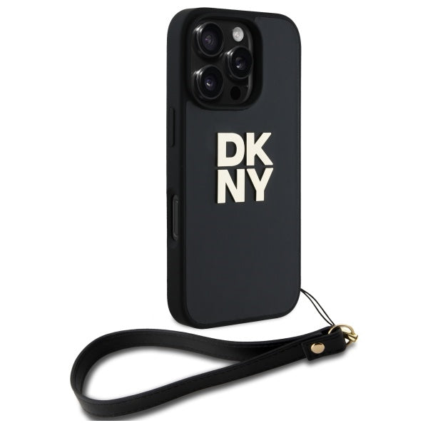 DKNY Wrist Strap Stock Logo iPhone 16 Pro Case - Black