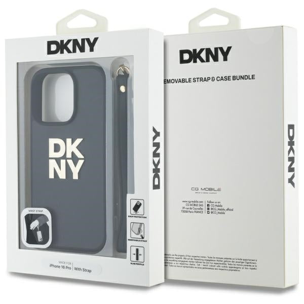 DKNY Wrist Strap Stock Logo iPhone 16 Pro Case - Black