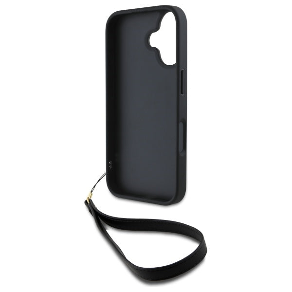 DKNY Wrist Strap Stock Logo iPhone 16 Case - Black