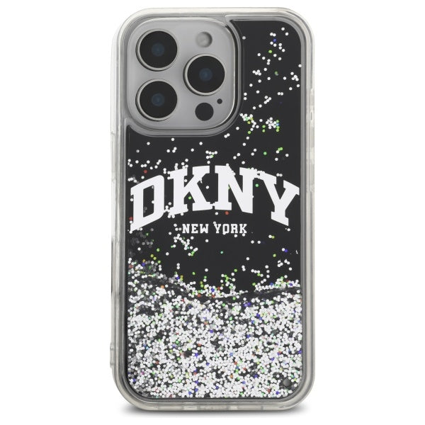 DKNY DKHCP16LLBNAEK iPhone 16 Pro 6.3" black/black hardcase Liquid Glitter Arch Logo