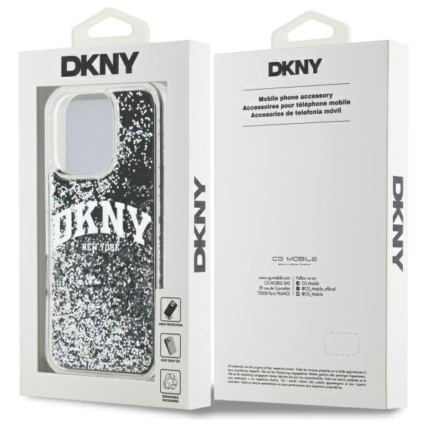 DKNY DKHCP16LLBNAEK iPhone 16 Pro 6.3" black/black hardcase Liquid Glitter Arch Logo