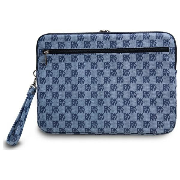 DKNY Sleeve Checkered Pattern Printed Stripes 14" Laptop Case - Blue