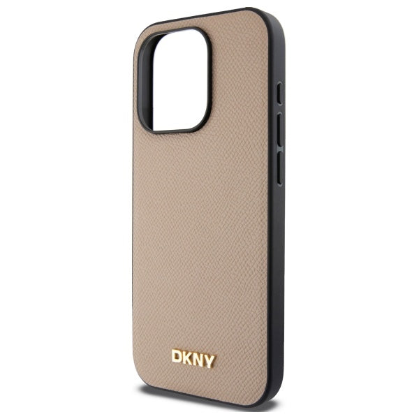 DKNY Grained Metal Logo MagSafe iPhone 15 Pro Max Case - Beige