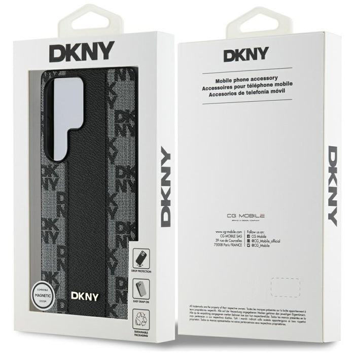 DKNY Leather Checkered Pattern MagSafe Case for Samsung Galaxy S25 Ultra Black
