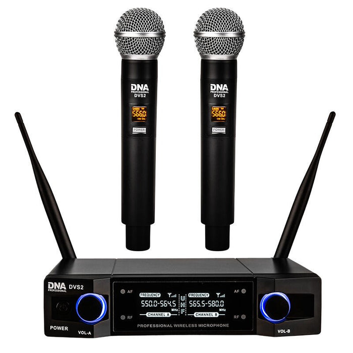 DNA Professional DVS2 - wireless microphone, 2 handheld transmitters + base unit (560–590 MHz)