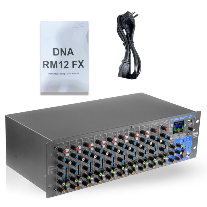 DNA Professional RM12 FX - Analogue mixer with Bluetooth, DSP, EQ, MP3, phantom power and 12 channels