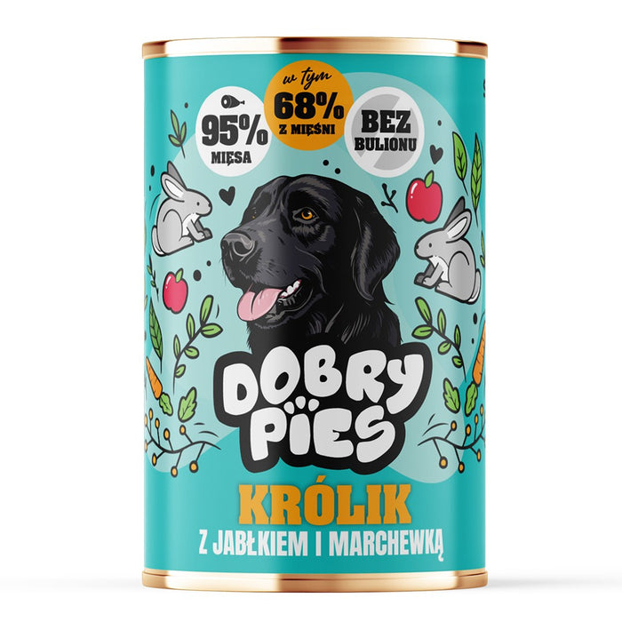 DOBRY PIES Rabbit with apple and carrot - wet dog food - 400g