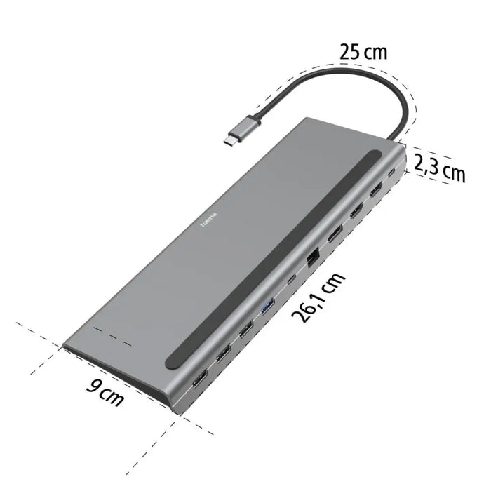 Docking station 10 in 1 HAMA Connect2Office Pro USB-A USB-C (PD) HDMI DP LAN/Ethernet Gray - Аксесоари за