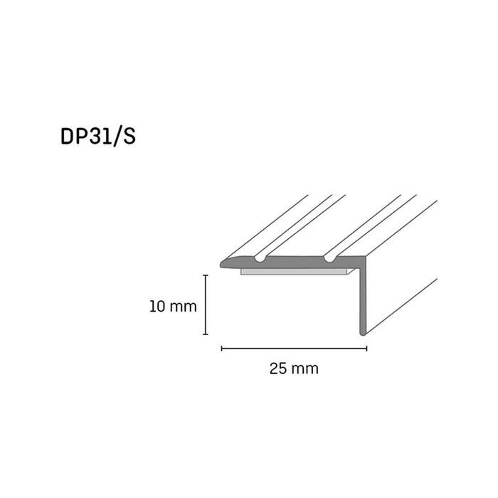 САМОЗАЛЕПВАЩА Г-ОБРАЗНА ПРЕХОДНА ЛАЙСТНА DOELLKEN 25 ММ. СРЕБРО 0.90 М.