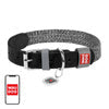 Dog collar made of natural leather and recycled material with QR code Waudog size S width 15 mm black - Walking