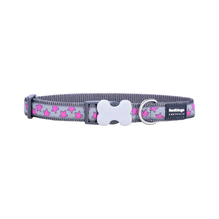 Dog collar Red Dingo STYLE HOT PINK ON COOL GREY 15 mm x 24-36 cm Grey - Домашни Животни<<<Дом