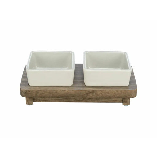 Dog Feeder Trixie CityStyle Brown Grey Ceramic Silicone MDF Wood 2 x 400 ml - Домашни Животни<<<Дом