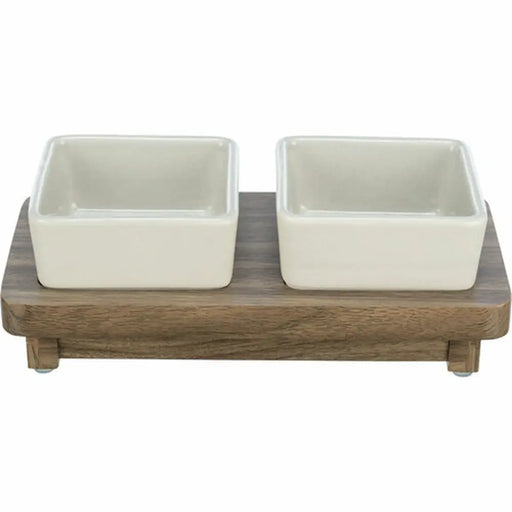 Dog Feeder Trixie CityStyle Brown Grey Ceramic Silicone MDF Wood 2 x 400 ml - Домашни Животни<<<Дом