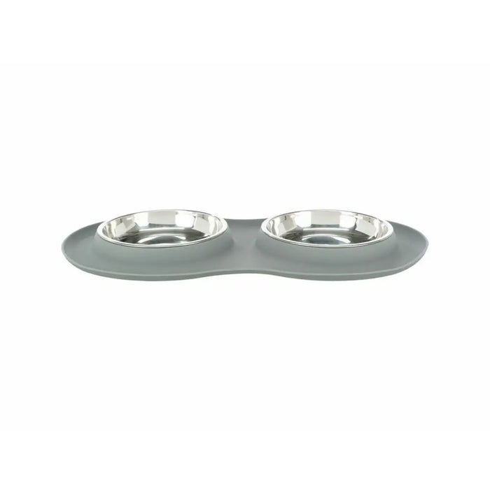Dog Feeder Trixie Grey Stainless steel Ø 16 cm Double 2 × 0,3 L 47 × 3 × 26 CM - Домашни Животни<<<Дом