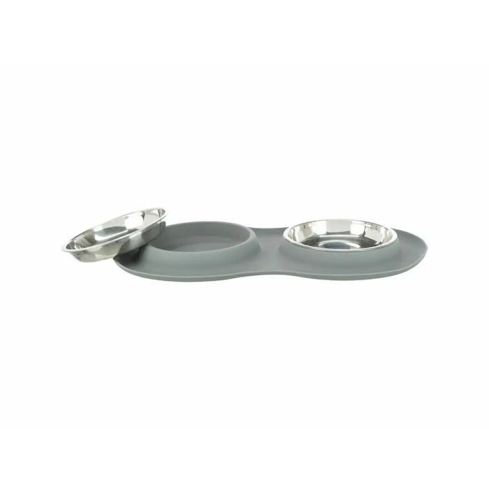 Dog Feeder Trixie Grey Stainless steel Ø 16 cm Double 2 × 0,3 L 47 × 3 × 26 CM - Домашни Животни<<<Дом