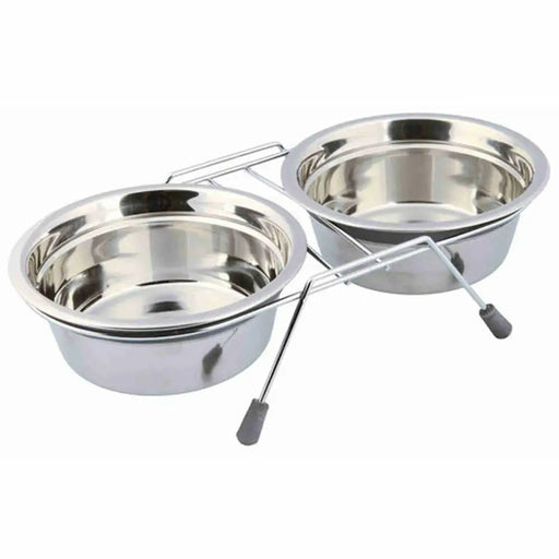 Dog Feeder Trixie Stainless steel 900 ml Double 2 × 0,9 L - Домашни Животни<<<Дом Градина<<<BigBuy&&&Купички за храна и