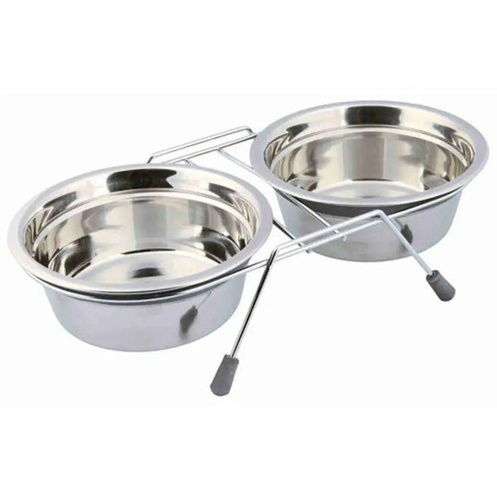 Dog Feeder Trixie Stainless steel 900 ml Double 2 × 0,9 L - Домашни Животни<<<Дом Градина<<<BigBuy&&&Купички за храна и