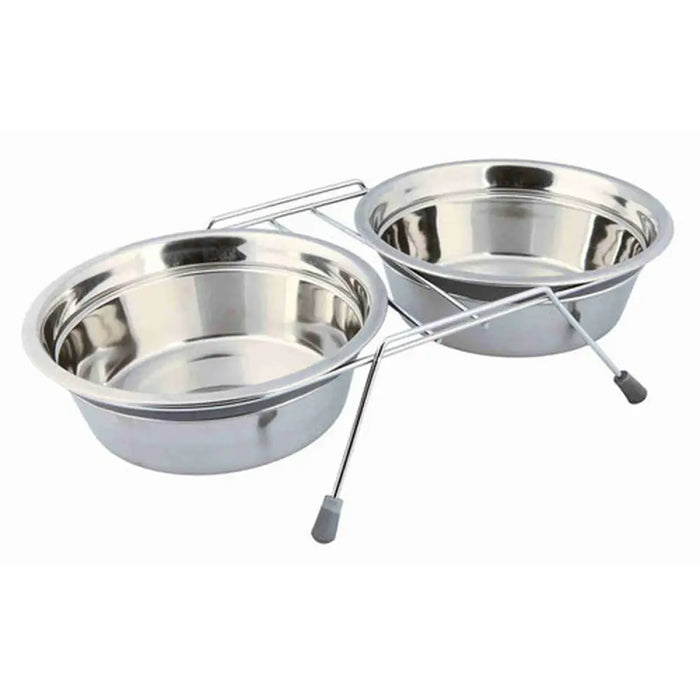 Dog Feeder Trixie Stainless steel Double 1,5 L 2 × 1,5 L - Домашни Животни<<<Дом Градина<<<BigBuy&&&Купички за храна и